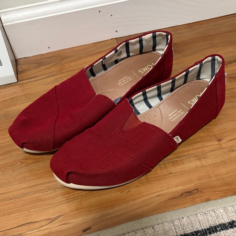 Toms Burgundy Canvas Slip-On Heritage Alpargata 8
